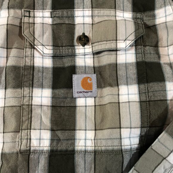 Carhartt Loose Fit Chambray Long Sleeve Shirt Mens Size Large green Plaid - Picture 3 of 7